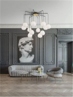 NOVA LUCE z�v�sn� sv�tidlo THE EGG zlat� a matn� �ern� kov leskl� op�lov� sklo G9 12x5W 230V IP20 bez ��rovky 9009261