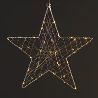 ACA Lighting 1D z�v�sn� kovov� hv�zda, 40 mini LED 220-240V, tepl� b�l�, IP44, 26.5x28cm, 3m transparentn� nap�jec� kabel X063014202