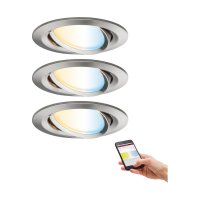 PAULMANN SmartHome Zigbee vestavn� sv�tidla sada LED Coin Nova Plus 3x6,5W m�niteln� b�l� kruhov� kov kart��ovan� 929.62 P 92962