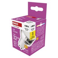 EMOS LED ��rovka Classic MR16 st��brn� / GU10 / 3 W (32 W) / 345 lm / neutr�ln� b�l� ZQ8E18