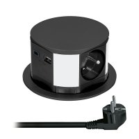 Solight v�suvn� blok z�suvek, 3 x 16 A + USB A+C 20W PD, kabel 2m, �ern� PP100B-PD20