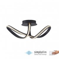 PAUL NEUHAUS LED stropn� sv�tidlo BRILLA, �ern�, zak�iven�, stm�vateln�, k�i���lov� sklo SimplyDim 3000K