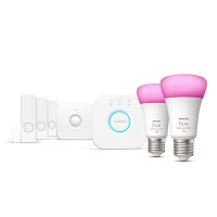 Philips HUE Secure z�kladn� sada - 2x E27 9W 1100lm 2000-6500K RGB + Bridge + pohybov� senzor + 3x okenn� senzor