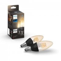 Hue Bluetooth LED White set 2ks filamentov�ch ��rovek Philips sv��ka 8719514302211 E14 4,5W 300lm 2100K �ern�, stm�vateln�