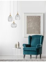 NOVA LUCE závěsné svítidlo VARIO čiré sklo a saténový zlatý kov E27 3x12W 230V IP20 bez žárovky 9191542 NOVA LUCE závěsné svítidlo VARIO čiré sklo a saténový zlatý kov E27 3x12W 230V IP20 bez žárovky 9191542