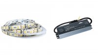 LED p�sek SL60 14,4W/m studen� b�l� 12V IP65 10m + LED zdroj LED zdroj 0-200W 12V IP67