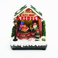 ACA Lighting V�no�n� dekorace LED tepl� b�l� obchod s d�rky s hudbou na baterie 3xAA 16x10,5x17,5cm X0361