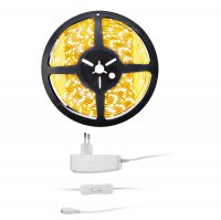 Solight LED sv�teln� p�s s testrem, 5m, sada s 12V adapt�rem, 4,8W/m, IP20, tepl� b�l� WM51-20T