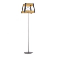 LEUCHTEN DIREKT is JUST LIGHT Stojac� sv�tidlo ze d�eva a �ern�ho lakovan�ho �eleza v rustik�ln�m vintage stylu