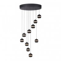 JUST LIGHT Kolekce Sch�ner Wohnen LED z�v�sn� sv�tidlo LINI �ern�, 10-ramenn�, stm�vateln�, krokov� stm�vateln� 3000K