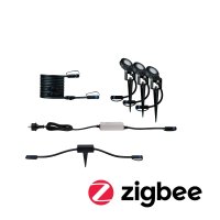 PAULMANN Plug & Shine set Smart Home Zigbee 3.0 LED bodov� zahradn� sv�tlo Sting IP67 3000K 3x6W 75VA antracit
