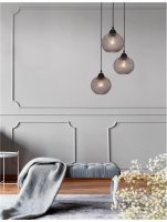 NOVA LUCE závěsné svítidlo VIENTI tmavě šedé sklo a černý kov E27 3x12W 230V IP20 bez žárovky 8103994 NOVA LUCE závěsné svítidlo VIENTI tmavě šedé sklo a černý kov E27 3x12W 230V IP20 bez žárovky 8103994