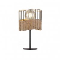 LEUCHTEN DIREKT is JUST LIGHT stoln� lampa z �ern�ho kovu a d�eva v rustik�ln�m vintage stylu