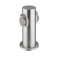 Solight zahradn� sloupek IP44, nerez ocel, 2 z�suvky, v�lec, st��brn� PG10