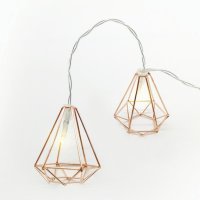 ACA Lighting "kovov� diamanty", 10 LED dekora�n� �et�z na baterie (3xAA) + �asova� (6ON/18OFF), tepl� b�l�, m��, kov, IP20, 135+30cm �ir� p��vodn� kabel FMCDIAM10WW2AT