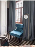 NOVA LUCE stojac� lampa ALVAREZ sat�nov� zlat� kov a �ern� mramor b�l� op�lov� sklo E27 1x12W 230V bez ��rovky IP20 9136702