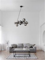 NOVA LUCE z�v�sn� sv�tidlo ODILLIA kou�ov� �ed� sklo a matn� �ern� G9 11x5W 230V IP20 bez ��rovky 9028855