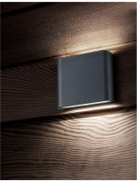 NOVA LUCE venkovn� n�st�nn� sv�tidlo SOHO tmav� �ed� hlin�k sklen�n� difuzor LED 2x3W 3000K 220-240V 2x60st. IP54 sv�tlo nahoru a dol� 740401