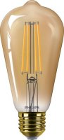 Philips Vintage LED filament ��rovka E27 ST64 5,8W 640lm 2200K stm�vateln�, zlat�