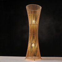 ACA Lighting stojac� lampa 2xE27 bambus D29.5xH118cm HX1040F