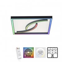 PAUL NEUHAUS LED stropn� sv�tidlo hranat�, sv�teln� sc�ny, stm�vateln�, pam�ov� funkce RGB+2700-6000K