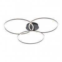 LEUCHTEN DIREKT is JUST LIGHT LED stropn� sv�tidlo v �ern� barv� v modern�m designu se t�emi kruhy a funkc� stm�v�n� SimplyDim 2700K