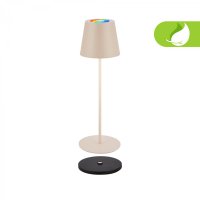 BRILONER Cilano RGBW stoln� lampa na baterie IP44, stm�vateln�, v�. nab�jec� z�kladny, b�ov� 7517011