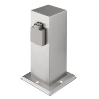 Solight zahradn� sloupek IP44, nerez ocel, 2 z�suvky, hranol, st��brn� PG11