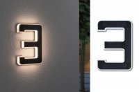 PAULMANN Venkovn� sol�rn� domovn� ��slo 3 IP44 3.000K 0,2W nab�jec� baterie v�m�nn� 798.44