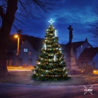 LED světelná sada na stromy vysoké 3-5m, teplá bílá s Flash a padající sníh LED světelná sada na stromy vysoké 3-5m, teplá bílá s Flash a padající sníh