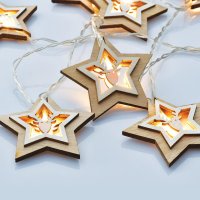 ACA Lighting "d�ev�n� hv�zdy se soby", 10 LED dekora�n� �et�z na baterie (3xAA), WW, IP20, 135+30cm, �ir� p��vodn� kabel X061011207