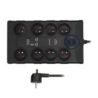 Solight p�ep�ov� ochrana, 8z, USB A+CA, 2m, �ern� PO80B