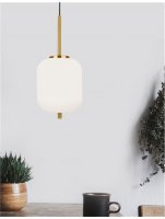 NOVA LUCE závěsné svítidlo LATO opálové sklo antický mosazný kov černý kabel E14 1x5W 230V IP20 bez žárovky 9624065 NOVA LUCE závěsné svítidlo LATO opálové sklo antický mosazný kov černý kabel E14 1x5W 230V IP20 bez žárovky 9624065