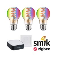 PAULMANN Startovac� sada Smart Home Zigbee 3.0 LED ��rovka Gateway + Filament 230V LED ��rovka E27 RGBW + vyp�na�