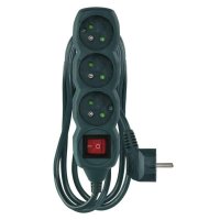 EMOS Prodlu�ovac� kabel 3 m / 3 z�suvky / s vyp�na�em / zelen� / PVC / 1,5 mm2 P1313RZ