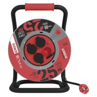 EMOS Venkovn� prodlu�ovac� kabel na bubnu 25 m / 4 z�suvky / �ern� / guma / 230 V / 1,5 mm2 P084255