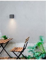 NOVA LUCE venkovn� n�st�nn� sv�tidlo NERO tmav� �ed� hlin�k sklen�n� difuzor GU10 1x7W 220-240V IP54 bez ��rovky sv�tlo dol� 710041