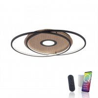 PAUL NEUHAUS Q-AMIRA LED stropn� sv�tidlo v dekoru d�eva a oceli s nastavitelnou barvou sv�tla stm�vateln� Smart Home ZigBee 2700-5000K