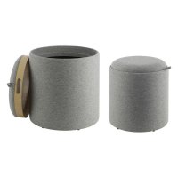 LIVING Taburet dřevo/šedá 2 ks MASHIKE 424022 LIVING Taburet dřevo/šedá 2 ks MASHIKE 424022