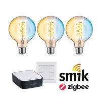 PAULMANN Startovac� sada Zigbee 3.0 Smart Home smik Gateway + LED ��rovka Filament G95 m�niteln� b�l� + vyp�na�