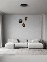 NOVA LUCE z�v�sn� sv�tidlo SHELL �ern� a zlat� hlin�k a �elezo LED 21W 3000K 9695249