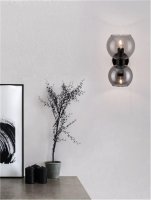 NOVA LUCE n�st�nn� sv�tidlo PALMER kou�ov� sklo �ern� kovov� z�kladna E14 2x5W 230V IP20 bez ��rovky 9241120