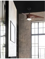 NOVA LUCE stropn� ventil�tor se sv�tlem BREEZE t�lo z oceli matn� �ern� a sklo 3ABS d�ev�n� listy LED 18W 3000K 5267611