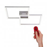LEUCHTEN DIREKT is JUST LIGHT LED stropn� sv�tidlo barva ocel, hranat�, Smart Home, stm�vateln�, d�lkov� ovlada� MEDION RGB+2700-5000K