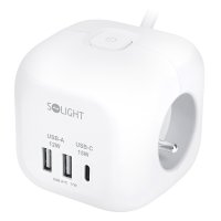 Solight 3z + USB A+C prodlužovací přívod - kostka, kabel 2m, 3 x 1mm2, bílý, vypínač PP145C Solight 3z + USB A+C prodlužovací přívod - kostka, kabel 2m, 3 x 1mm2, bílý, vypínač PP145C
