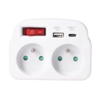 Solight rozbo�ka 2 x 16A, USB A+C rychlonab�je�ka 20W PD, b�l�, vyp�na� P97-PD20