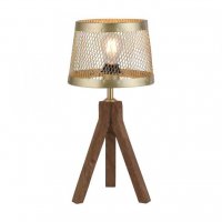 LEUCHTEN DIREKT is JUST LIGHT Stolní lampa, matná mosaz, 1xE27, šňůrový vypínač, dřevo LEUCHTEN DIREKT is JUST LIGHT Stolní lampa, matná mosaz, 1xE27, šňůrový vypínač, dřevo