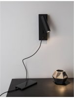 NOVA LUCE bodov� sv�tidlo FUSE �ern� hlin�k nastaviteln� vyp�na� na t�le - USB nab�jen� LED Samsung 3W 3000K IP20 9170102