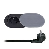 Solight 1z + USB A+C 20W PD vestavn� z�suvka s posuvn�m v��kem, 2m, st��brn� PP124C-PD20