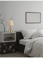 NOVA LUCE stoln� lampa MONTES mosazn� kov a p��rodn� d�evo b�l� st�nidlo E14 1x5W bez ��rovky 7605168